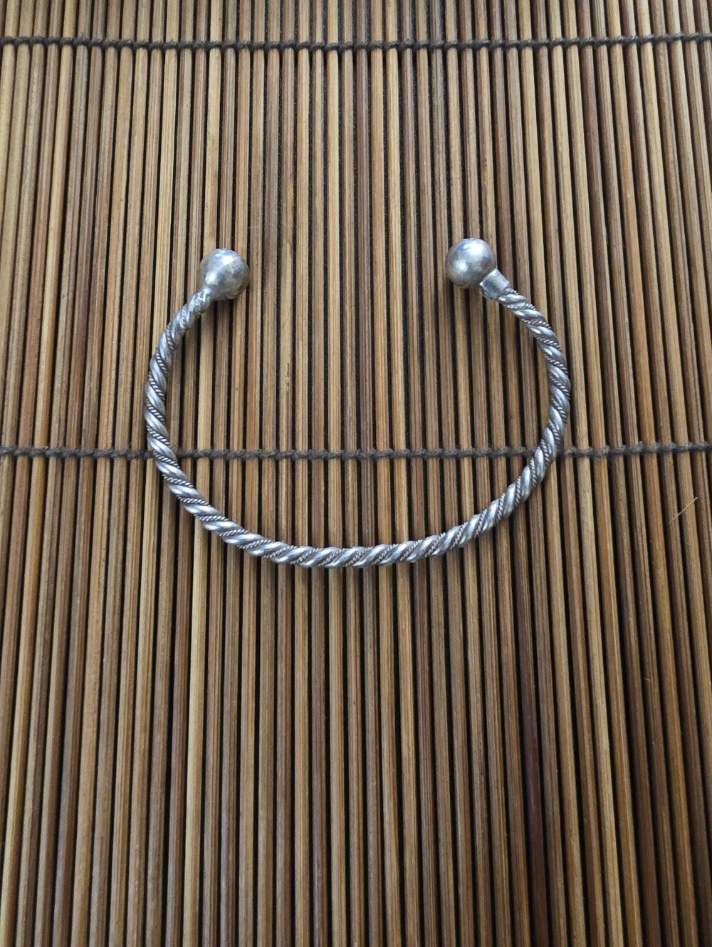 Sterling Silver Twisted Ball Cuff Bracelet (Vintage)